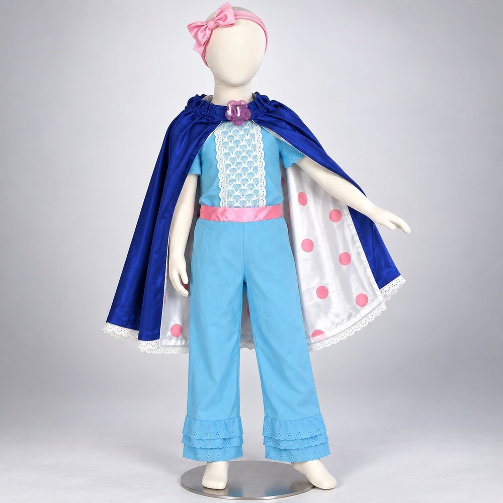 Disney Bo Peep Toy Story 4 Girls Costume 4PC Cape Top Pants Headband Size 7/8